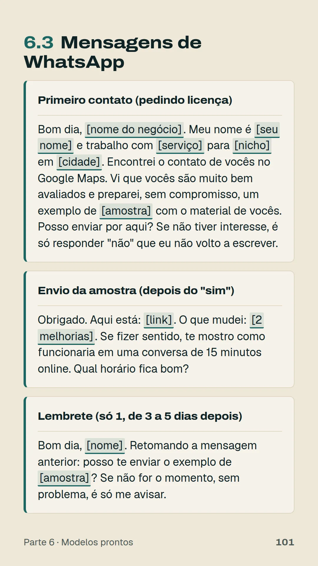 Página de mensagens de WhatsApp prontas