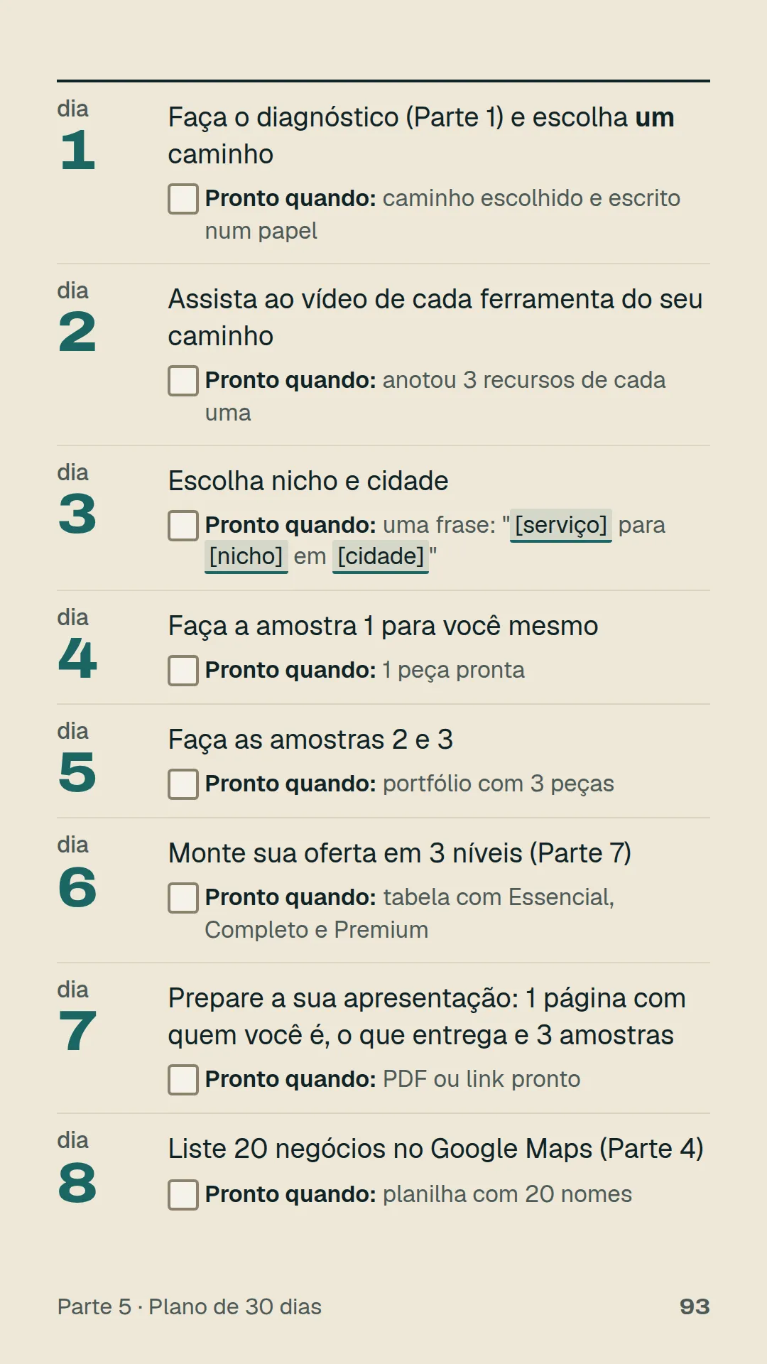 Página do plano de 30 dias