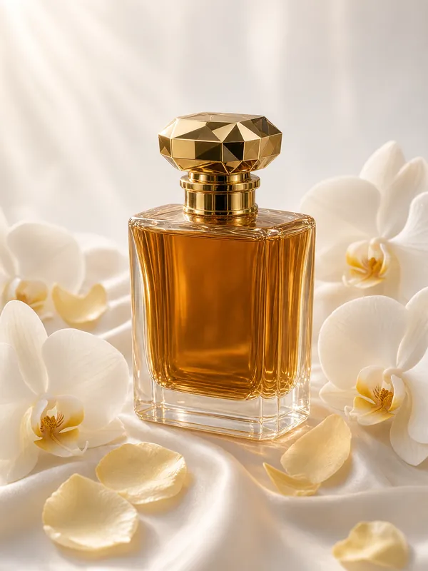 Variação: o mesmo frasco entre orquídeas brancas